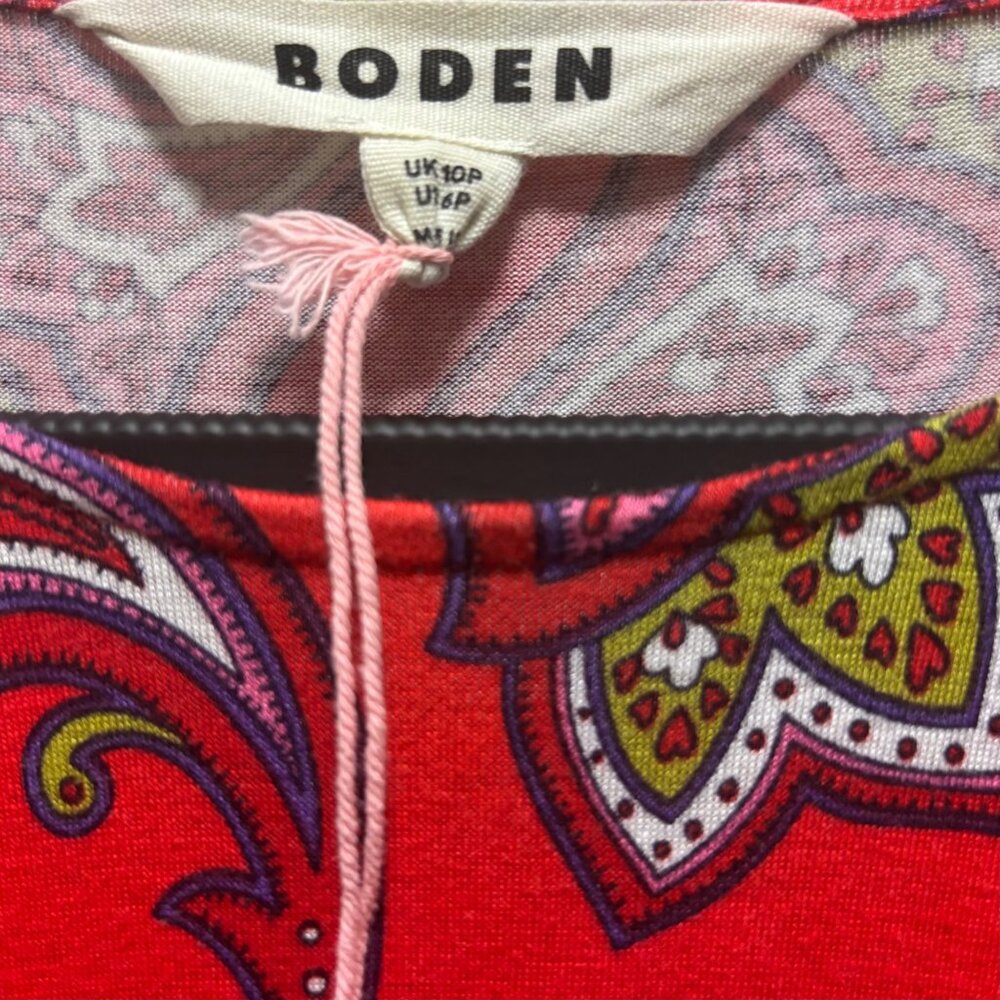 Boden Red Paisley Midi Dress - Picture 7 of 8